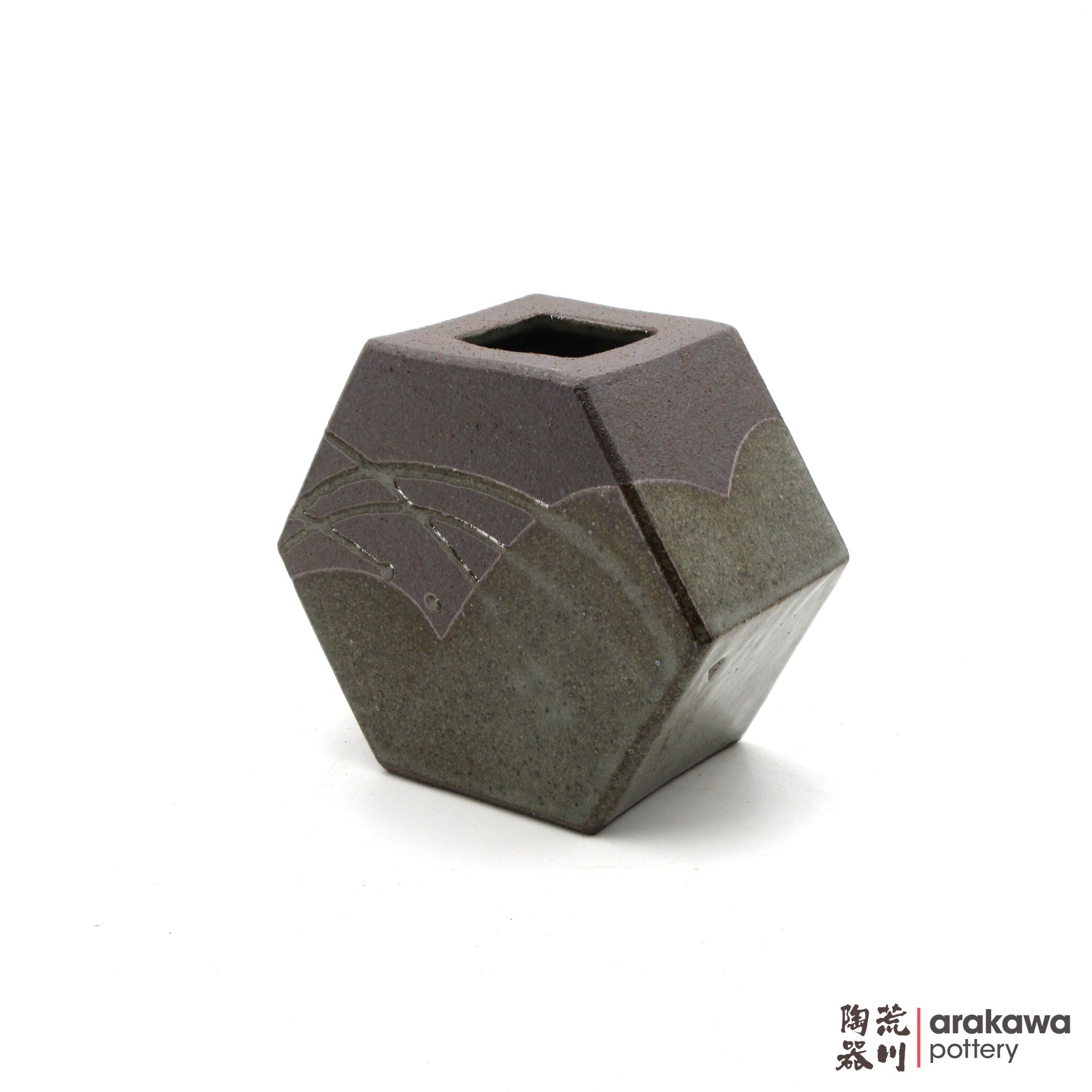 Handmade Ikebana Container Hexagon Vase (S) 0119-059 made by Thomas Arakawa and Kathy Lee-Arakawa at Arakawa Pottery