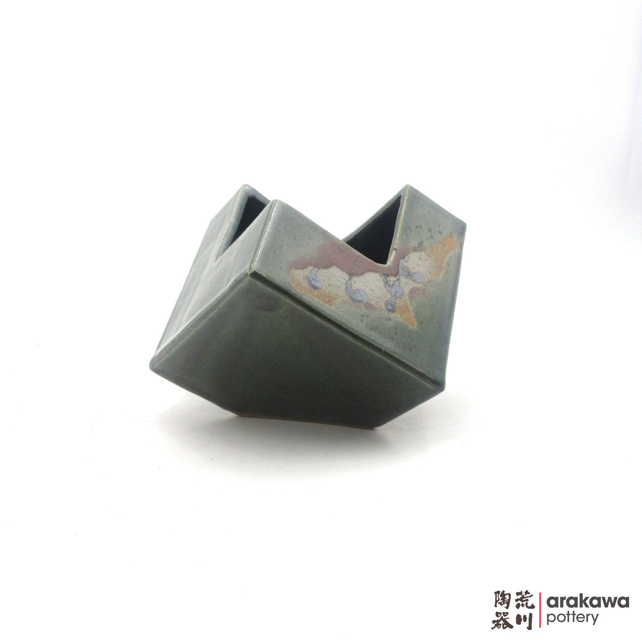 Handmade Ikebana Container Cube 5” 0818-021 made by Thomas Arakawa and Kathy Lee-Arakawa at Arakawa Pottery