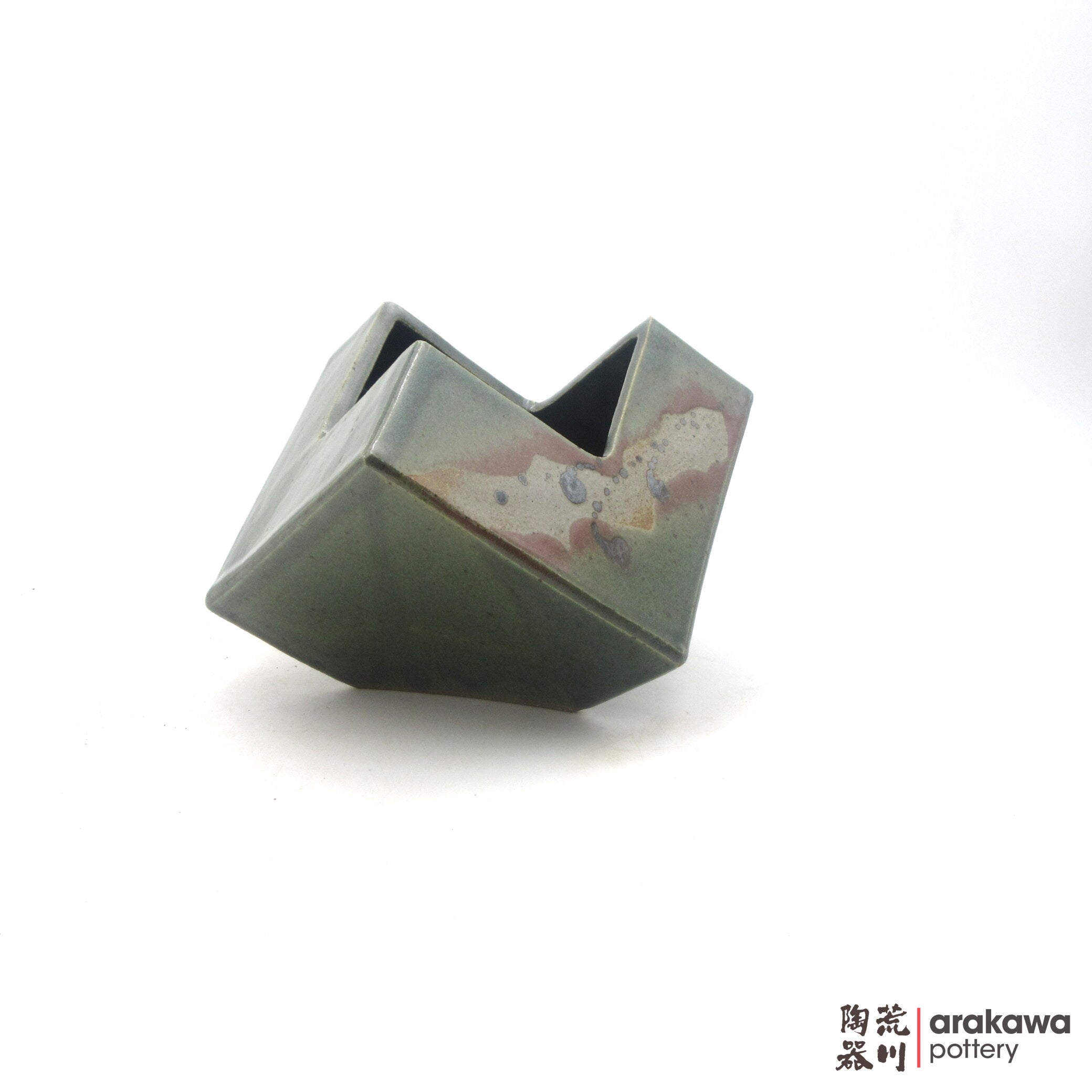 Handmade Ikebana Container Cube 5” 0818-022 made by Thomas Arakawa and Kathy Lee-Arakawa at Arakawa Pottery