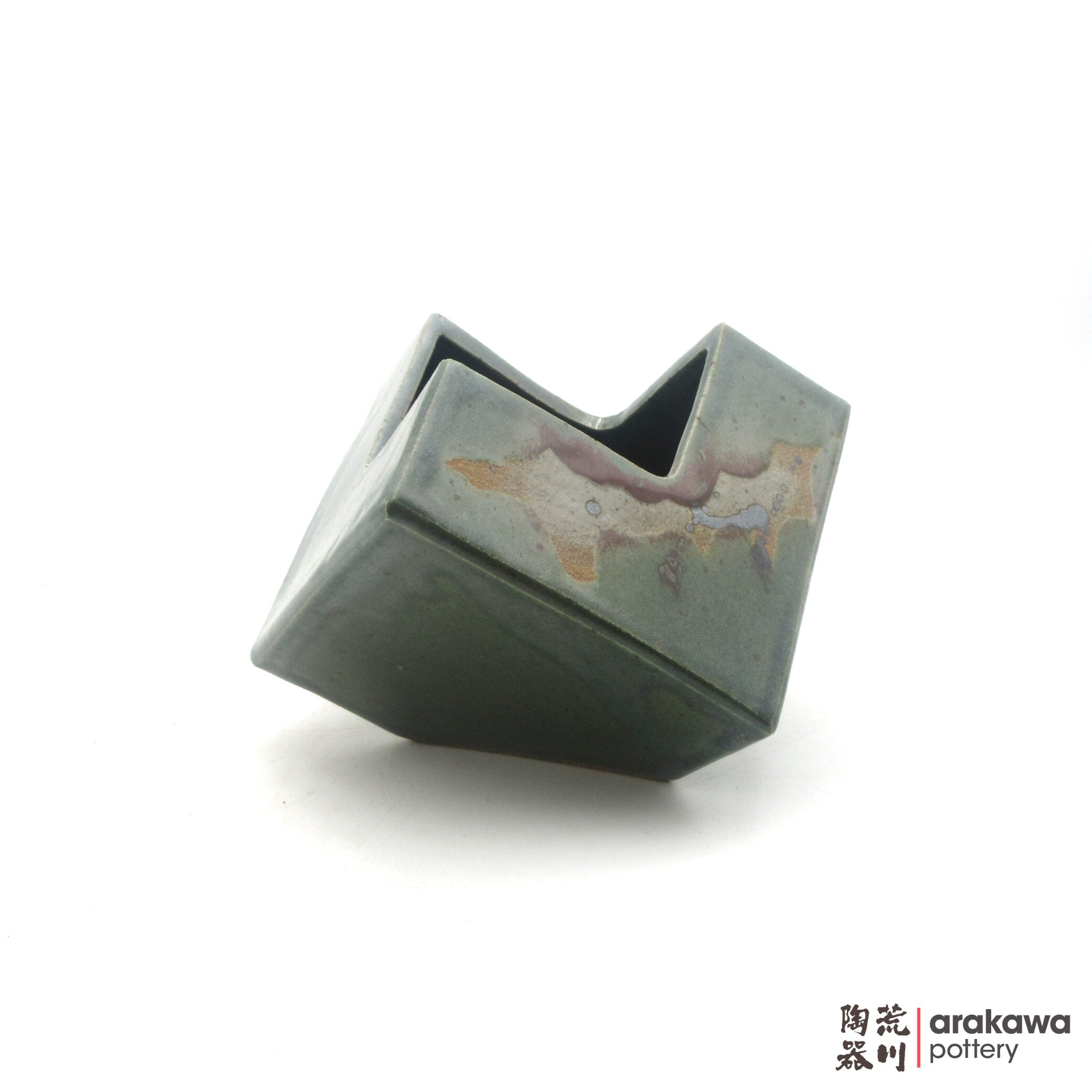Handmade Ikebana Container Cube 5” 0818-024 made by Thomas Arakawa and Kathy Lee-Arakawa at Arakawa Pottery