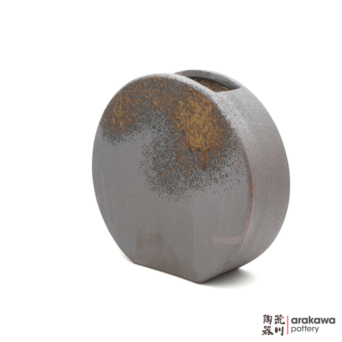 Handmade Ikebana Container Disk Vase (L) 0915- 013 made by Thomas Arakawa and Kathy Lee-Arakawa at Arakawa Pottery