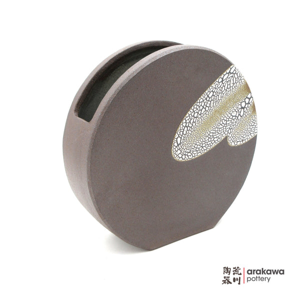 Handmade Ikebana Container Disk Vase (L) 1021-003 made by Thomas Arakawa and Kathy Lee-Arakawa at Arakawa Pottery