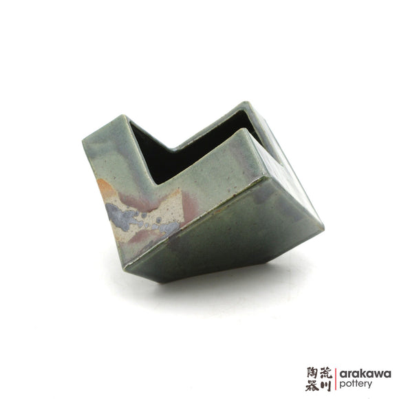 Handmade Ikebana Container Cube 5” 1021-034 made by Thomas Arakawa and Kathy Lee-Arakawa at Arakawa Pottery