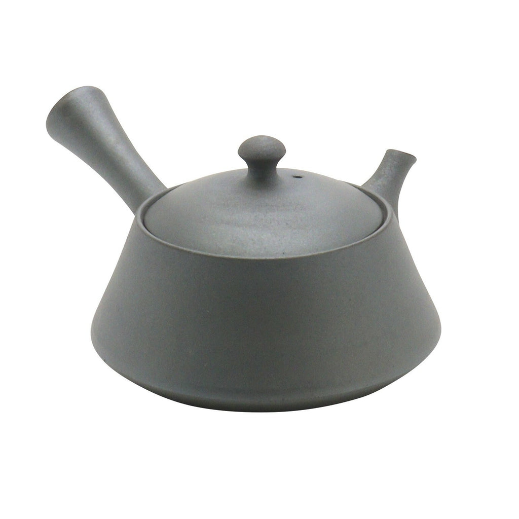Tokoname Japanese Teapot:  Black Flat Triangular 230cc  2022-011