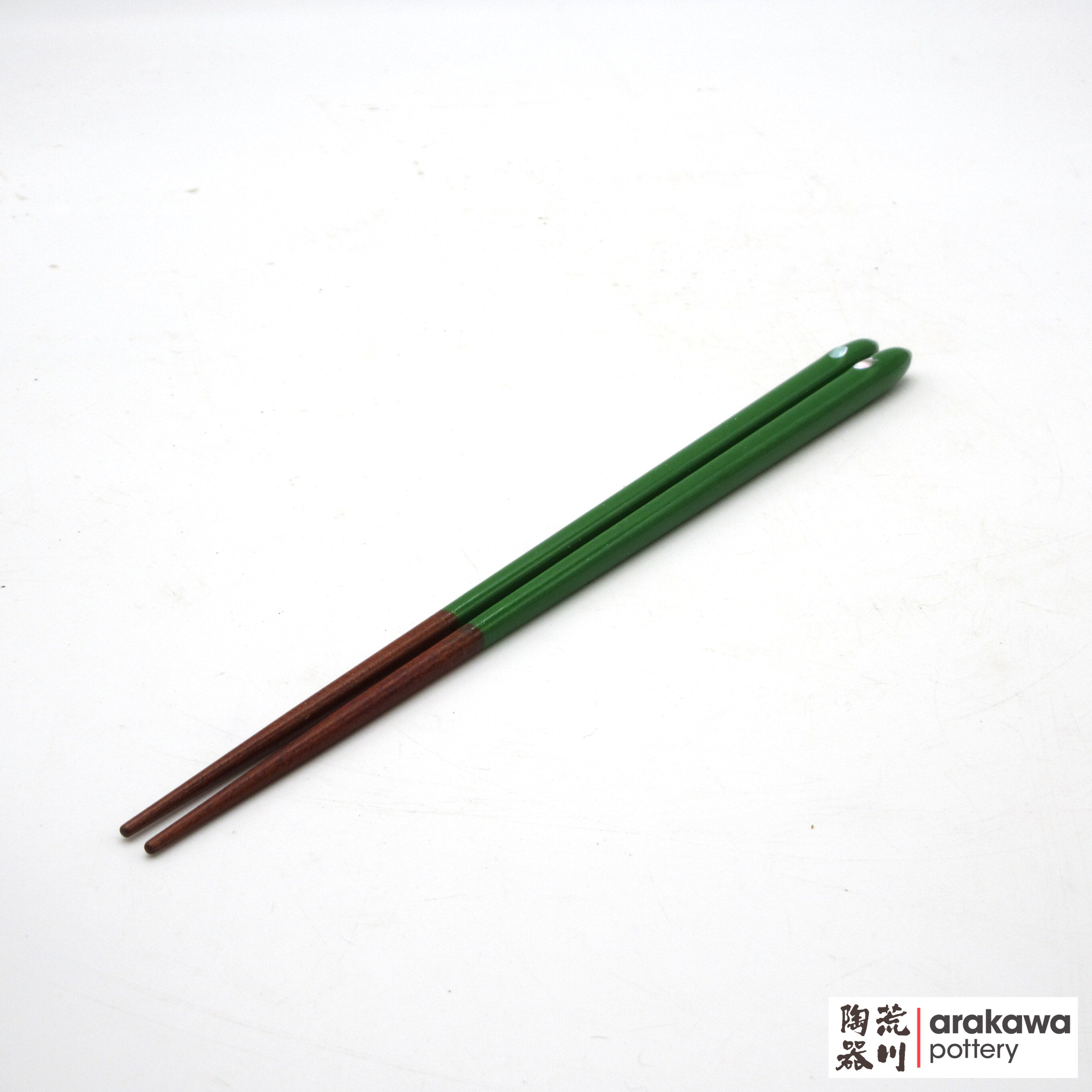 Chopsticks: Hyozaemon: Tulip Petals Mother-Of-Pearl Inlays Green  (L)  2003-025