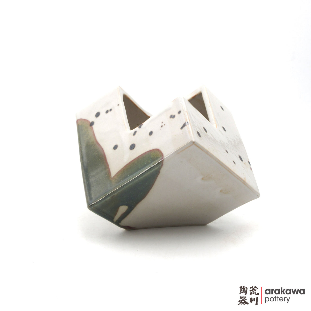 Handmade Ikebana Container Cube 5” 26-1013-029 made by Thomas Arakawa and Kathy Lee-Arakawa at Arakawa Pottery