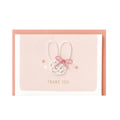 LABCLIP mizuhiki mini greeting card MWMN02-US with a rabbit decoration and the printed words Thank You.