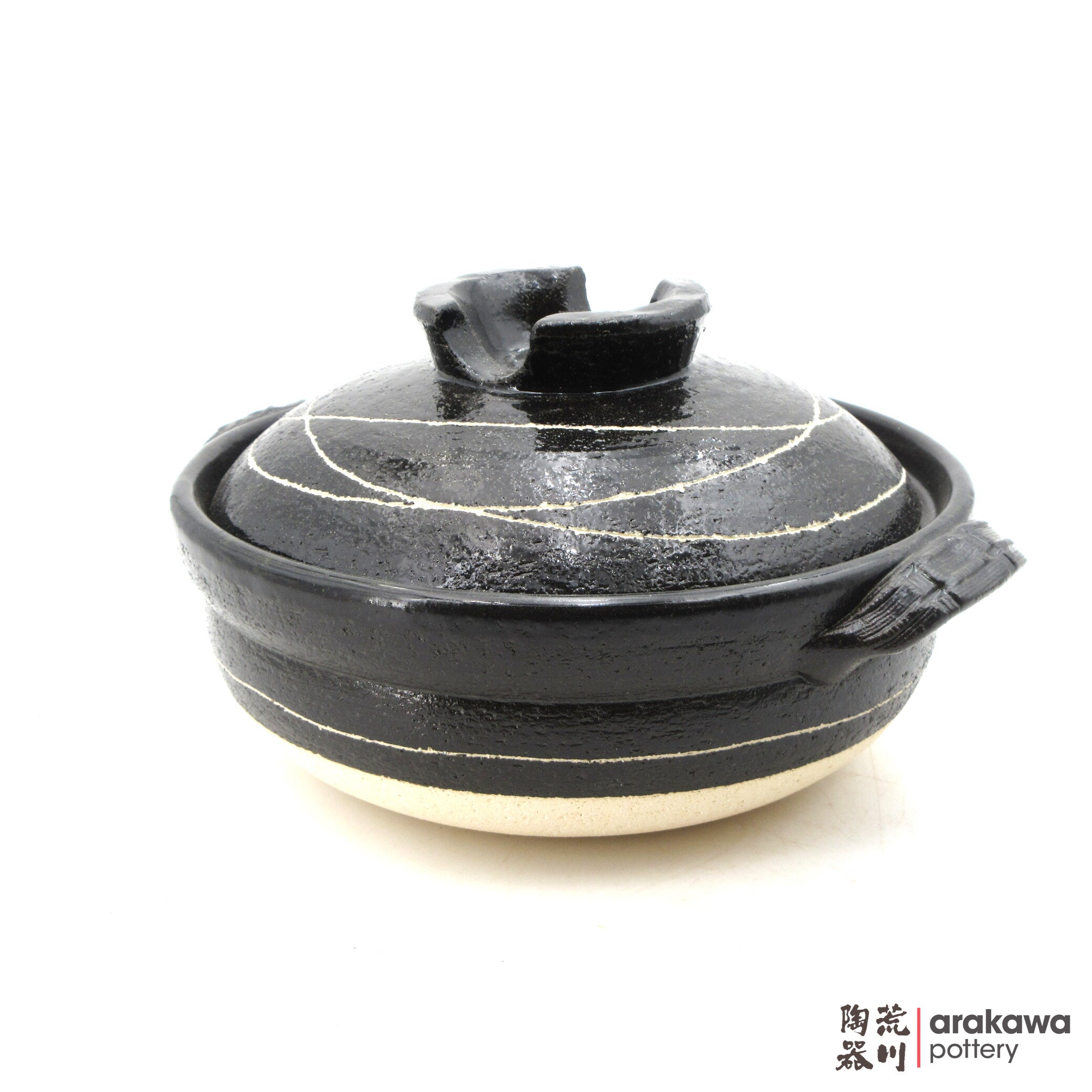 Donabe Banko-kaki Black glazed spiral No. 7 pot  2019-002