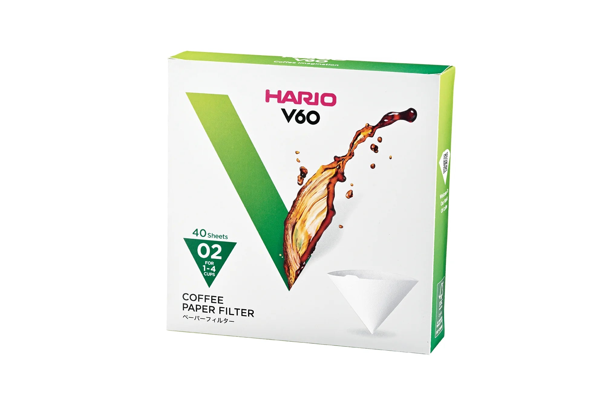 V60 Paper Filters, Size: 40 Sheets, Boxed 02, White 2024-012