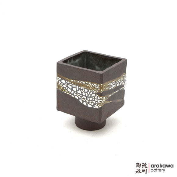 Handmade Ikebana Container 4'' cube comport 0121-026 made by Thomas Arakawa and Kathy Lee-Arakawa at Arakawa Pottery