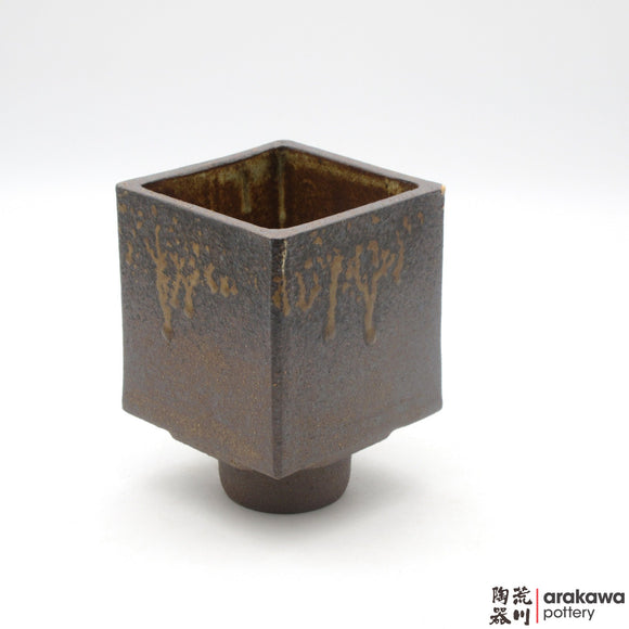 Ikebana Container4'' cube comport foot0209-039 made by Thomas Arakawa and Kathy Lee-Arakawa at Arakawa Pottery