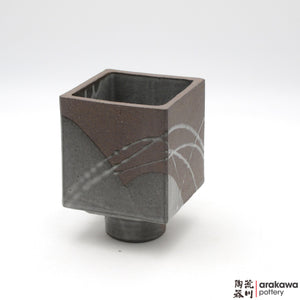 Ikebana Container4'' cube comport foot0209-040 made by Thomas Arakawa and Kathy Lee-Arakawa at Arakawa Pottery