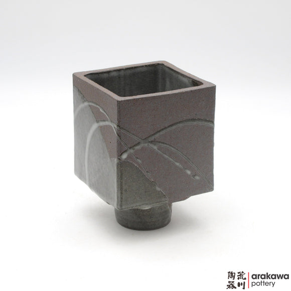Ikebana Container4'' cube comport foot0209-041 made by Thomas Arakawa and Kathy Lee-Arakawa at Arakawa Pottery
