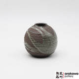 Handmade Ceramic Ikebana Container: Gray glaze with Drip Miniature Arrangement  Ikebana container  made of Dark Brown Stoneware by Thomas Arakawa at Arakawa Pottery