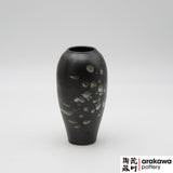 Handmade Ceramic Ikebana Container: Black Glaze with Blue Splash Miniature Arrangement  Ikebana container  made of Bravo Buff Stoneware by Thomas Arakawa at Arakawa Pottery