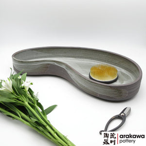 Handmade Ceramic Ikebana Container: Gray glaze with Drip Suiban for Moribana Ikebana container  made of Dark Brown Stoneware by Thomas Arakawa and Kathy Lee at Arakawa Pottery