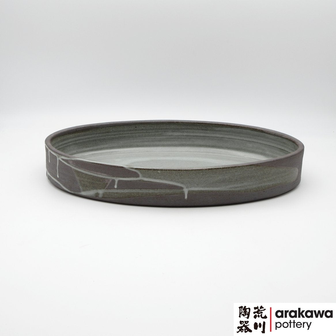 Handmade Ceramic Ikebana Container: Oval Suiban (M) - Gray glaze