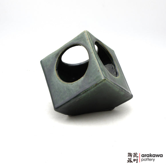 Handmade Ikebana Container Cube 5” 0409-014 made by Thomas Arakawa and Kathy Lee-Arakawa at Arakawa Pottery