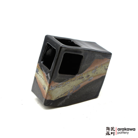 Handmade Ikebana Container 5” Slanted Square Vase  1104-023 made by Thomas Arakawa and Kathy Lee-Arakawa at Arakawa Pottery