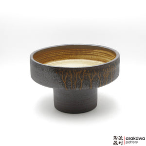 Handmade Ceramic Ikebana Container: Up-right Compote, Wood Ash glaze - 1127-007 made by Thomas Arakawa and Kathy Lee-Arakawa at Arakawa Pottery