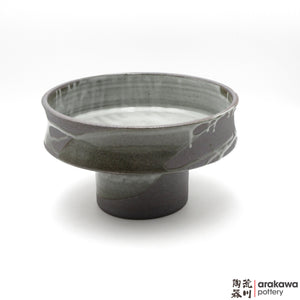 Handmade Ceramic Ikebana Container: Up-right Compote, Clear Drip glaze - 1127-008 made by Thomas Arakawa and Kathy Lee-Arakawa at Arakawa Pottery
