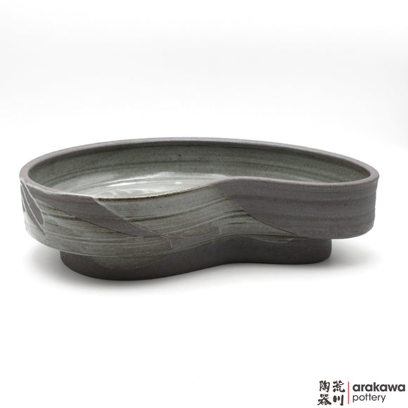 Handmade Ceramic Ikebana Container: Kidney Bean Compote, Clear Drip glaze - 1127 – 012 made by Thomas Arakawa and Kathy Lee-Arakawa at Arakawa Pottery
