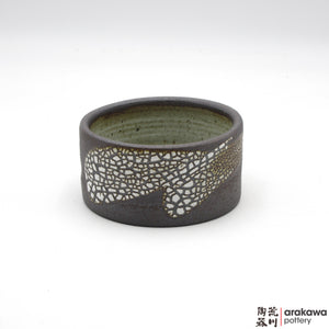 Handmade Ceramic Ikebana Container: mini Suiban, Crackle glaze - 1127 – 040 made by Thomas Arakawa and Kathy Lee-Arakawa at Arakawa Pottery