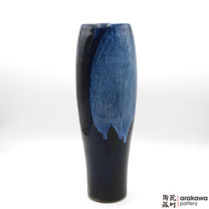 Handmade Ceramic Ikebana Container: Slender Vase, Navy and Flambe glaze - 1127 – 046 made by Thomas Arakawa and Kathy Lee-Arakawa at Arakawa Pottery