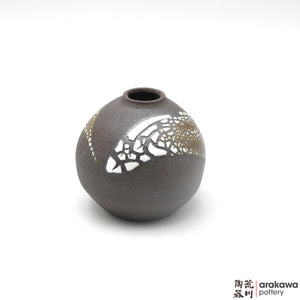 Handmade Ceramic Ikebana Container: Mini Vase, Crackle glaze - 1127 - 072 made by Thomas Arakawa and Kathy Lee-Arakawa at Arakawa Pottery