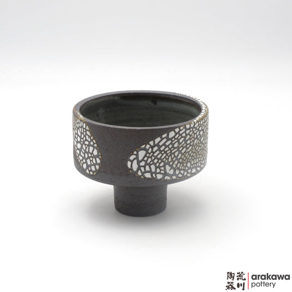 Handmade Ceramic Ikebana Container: Mini Compote, Crackle glaze - 1127 - 108 made by Thomas Arakawa and Kathy Lee-Arakawa at Arakawa Pottery