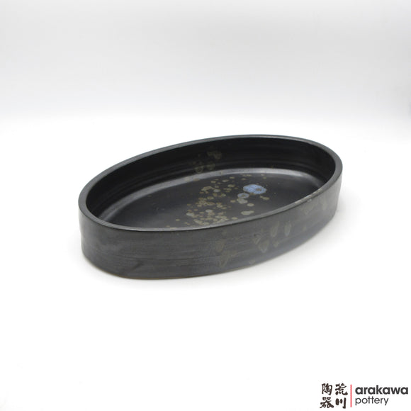 Handmade Ceramic Ikebana Container: Oval Suiban, Black  and Chun glaze - 1127 - 139 made by Thomas Arakawa and Kathy Lee-Arakawa at Arakawa Pottery