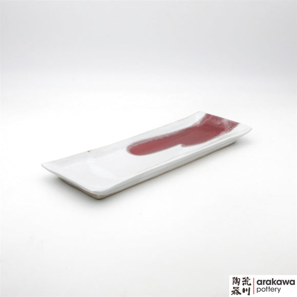 Handmade Ceramic Dinnerware: Long Rectangular Plate, Red & White Glaze - 1224 - 011 made by Thomas Arakawa and Kathy Lee-Arakawa at Arakawa Pottery