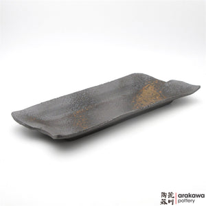Handmade Ceramic Dinnerware: Zig-Zag Serving Plate (L), Wood Ash Glaze - 1224 - 015 made by Thomas Arakawa and Kathy Lee-Arakawa at Arakawa Pottery