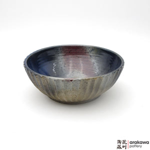 Handmade Ceramic Dinnerware: Fluted Bowl (L), Peacock Glaze - 1224 - 038 made by Thomas Arakawa and Kathy Lee-Arakawa at Arakawa Pottery