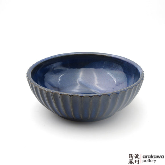 Handmade Ceramic Dinnerware: Fluted Bowl (L), Navy and Flambe Glaze - 1224 - 040 made by Thomas Arakawa and Kathy Lee-Arakawa at Arakawa Pottery
