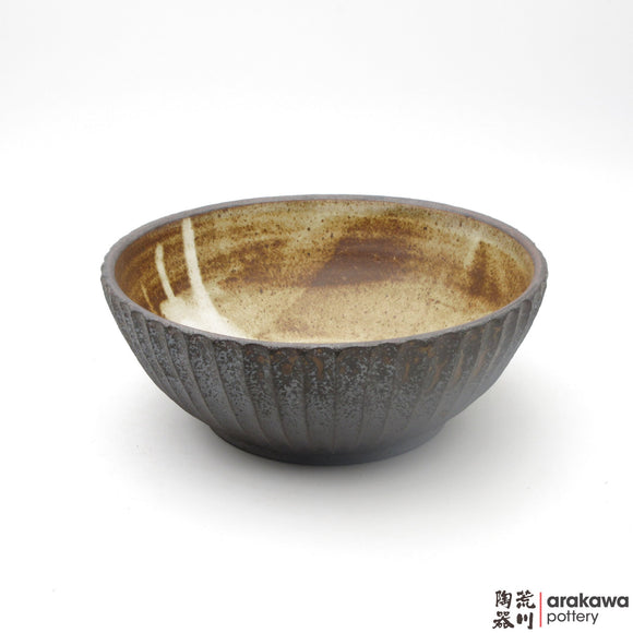 Handmade Ceramic Dinnerware: Fluted Bowl (L), Wood Ash Glaze - 1224 - 041 made by Thomas Arakawa and Kathy Lee-Arakawa at Arakawa Pottery