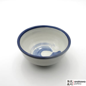 Handmade Ceramic Dinnerware: Ramen Bowl, White and Blue Circle Glaze - 1224 - 055 made by Thomas Arakawa and Kathy Lee-Arakawa at Arakawa Pottery