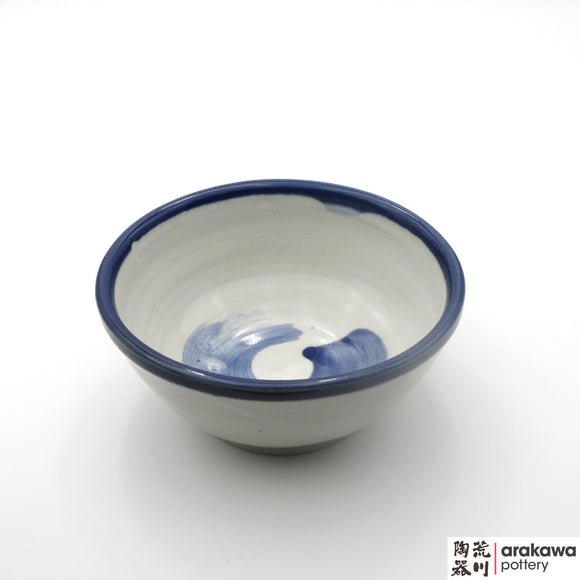 Handmade Ceramic Dinnerware: Ramen Bowl, White and Blue Circle Glaze - 1224 - 056 made by Thomas Arakawa and Kathy Lee-Arakawa at Arakawa Pottery