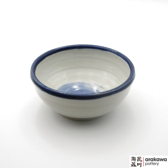 Handmade Ceramic Dinnerware: Ramen Bowl, White and Blue Circle Glaze - 1224 - 057 made by Thomas Arakawa and Kathy Lee-Arakawa at Arakawa Pottery