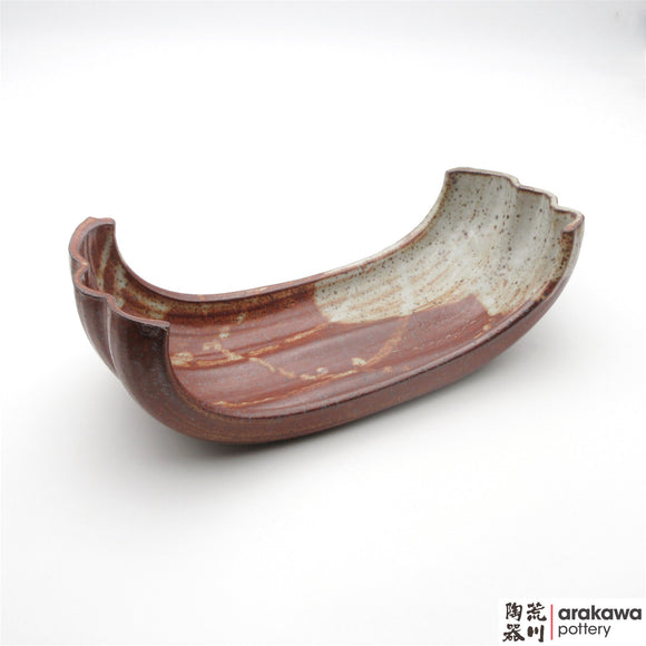 Handmade Ceramic Dinnerware: Boat Severing Bowl, Shino Glaze - 1224 - 066 made by Thomas Arakawa and Kathy Lee-Arakawa at Arakawa Pottery
