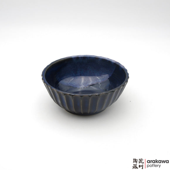 Handmade Ceramic Dinnerware: Fluted Bowl (M), Navy and Flambe Glaze - 1224 - 071 made by Thomas Arakawa and Kathy Lee-Arakawa at Arakawa Pottery