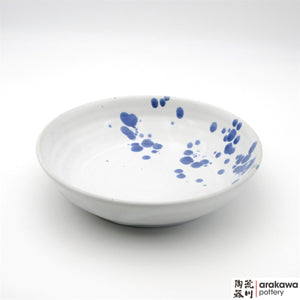Handmade Ceramic Dinnerware: Pasta Bowl  (M), White and Blue Splash Glaze  glaze - 1224 - 081 made by Thomas Arakawa and Kathy Lee-Arakawa at Arakawa Pottery