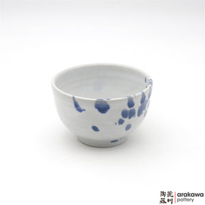 Handmade Ceramic Dinnerware: Rice Bowl , White and Blue Splash Glaze  glaze - 1224 - 105 made by Thomas Arakawa and Kathy Lee-Arakawa at Arakawa Pottery