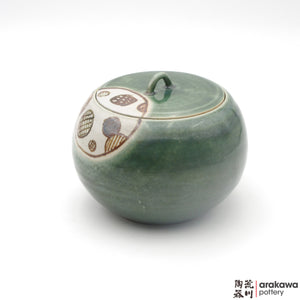Handmade Ceramic Dinnerware: Lidded Jar (S), Oribe Glaze - 1224 - 120 made by Thomas Arakawa and Kathy Lee-Arakawa at Arakawa Pottery