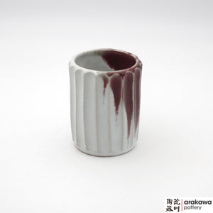 Handmade Ceramic Dinnerware: Fluted Cup, Red & White Glaze - 1224 - 121 made by Thomas Arakawa and Kathy Lee-Arakawa at Arakawa Pottery