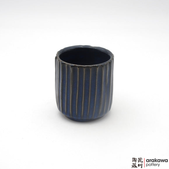 Handmade Ceramic Dinnerware: Fluted Cup, Navy Glaze - 1224 - 123 made by Thomas Arakawa and Kathy Lee-Arakawa at Arakawa Pottery