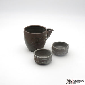 Handmade Ceramic Dinnerware: Sake Set, Clear Swish Glaze - 1224 - 132 made by Thomas Arakawa and Kathy Lee-Arakawa at Arakawa Pottery