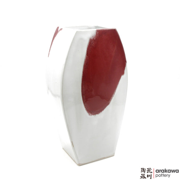 Handmade Ceramic Ikebana Container: 4-Sides, Red & White Glaze - 1224 - 141 made by Thomas Arakawa and Kathy Lee-Arakawa at Arakawa Pottery