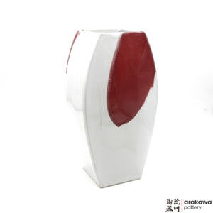 Handmade Ceramic Ikebana Container: 4-Sides, Red & White Glaze - 1224 - 142 made by Thomas Arakawa and Kathy Lee-Arakawa at Arakawa Pottery