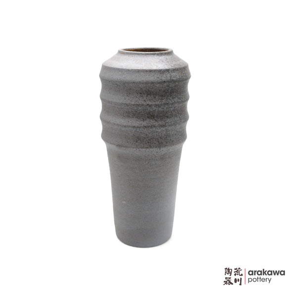 Handmade Ceramic Ikebana Container: Zig-Zag Vase, Wood Ash Glaze - 1224 - 144 made by Thomas Arakawa and Kathy Lee-Arakawa at Arakawa Pottery